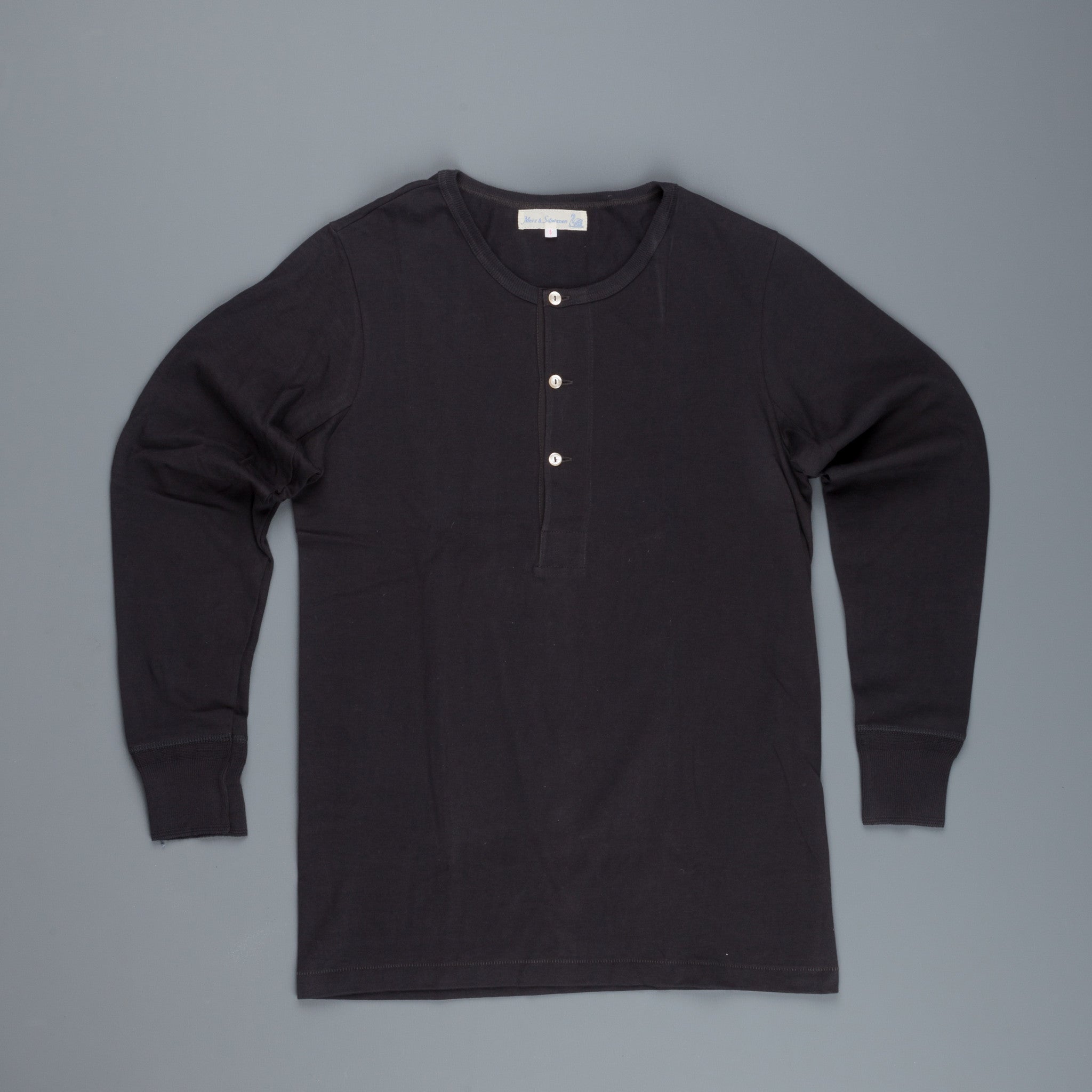 Merz B. Schwanen 206 button facing shirt 1/1 sleeve black