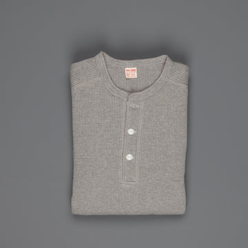 The Real McCoy's Joe McCoy Waffle Henley Longsleeve Gray