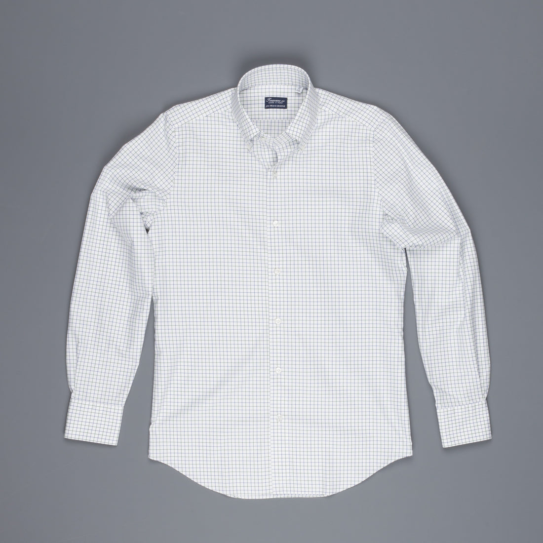 Finamore Milano shirt Collar Lucio Tattersall check blu/oliva
