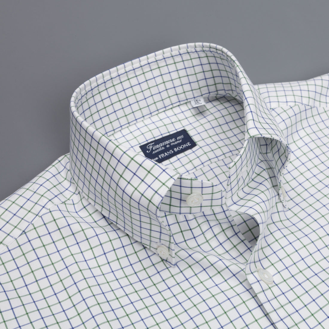 Finamore Milano shirt Collar Lucio Tattersall check blu/oliva