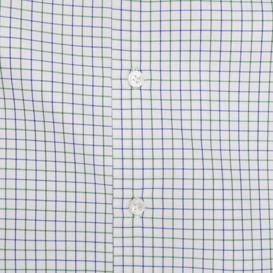 Finamore Milano shirt Collar Lucio Tattersall check blu/oliva