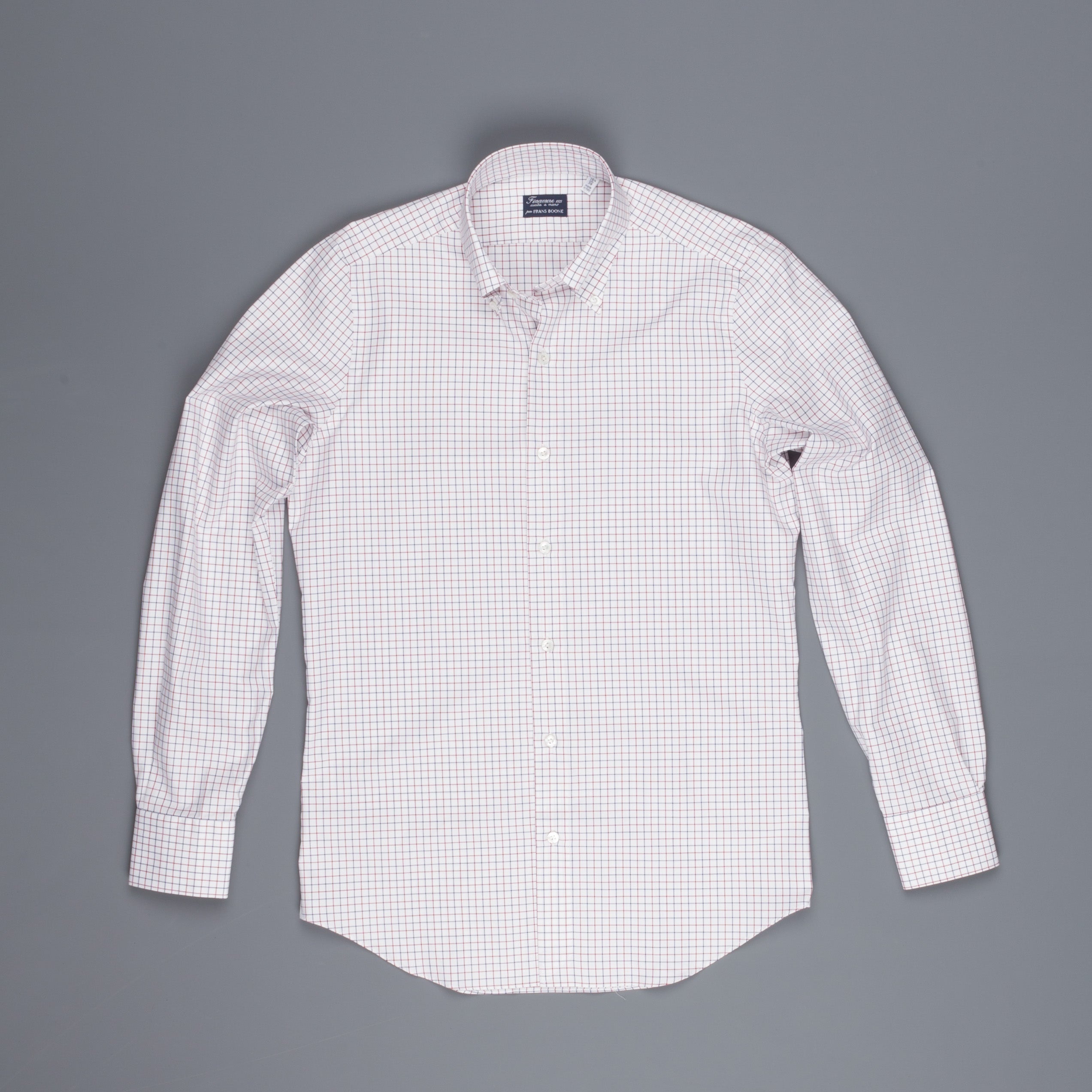 Finamore Milano shirt Collar Lucio Tattersall check navy/bordeaux