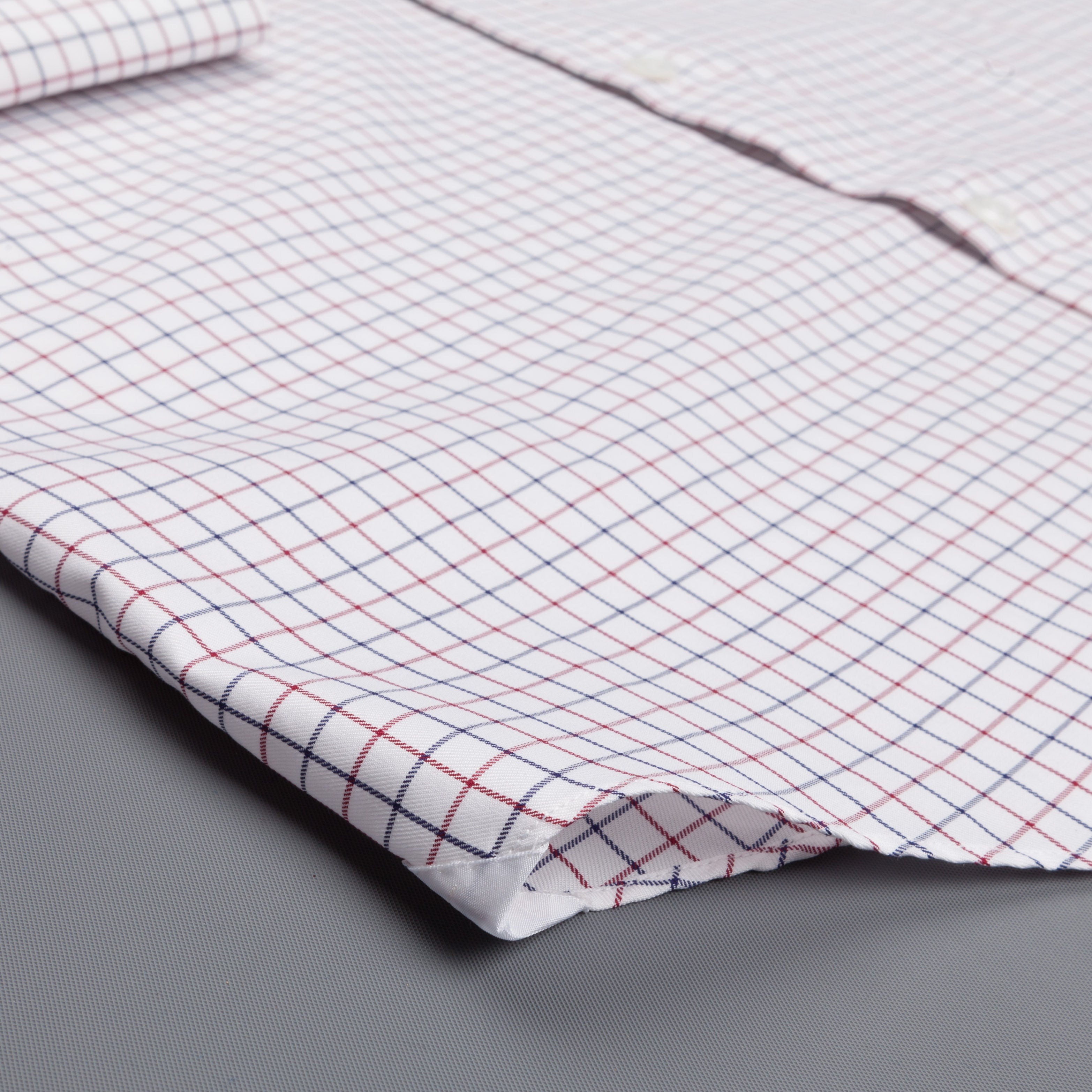 Finamore Milano shirt Collar Lucio Tattersall check navy/bordeaux