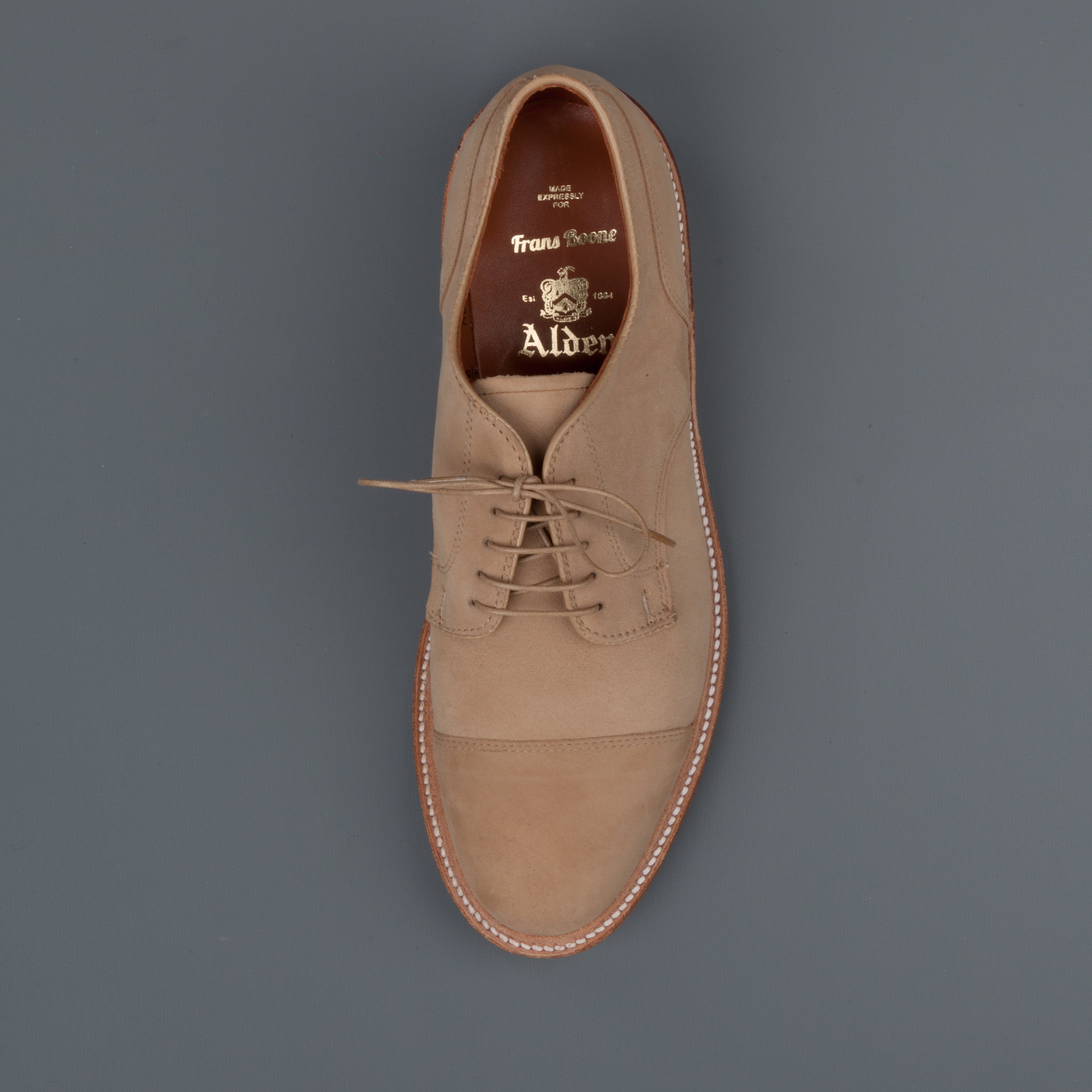 Alden x Frans Boone exclusive tan suede cap toe blucher – Frans