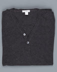 James Perse Refined melange V neck Henley heather Charcoal