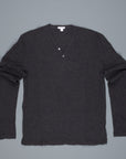 James Perse Refined melange V neck Henley heather Charcoal