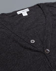 James Perse Refined melange V neck Henley heather Charcoal