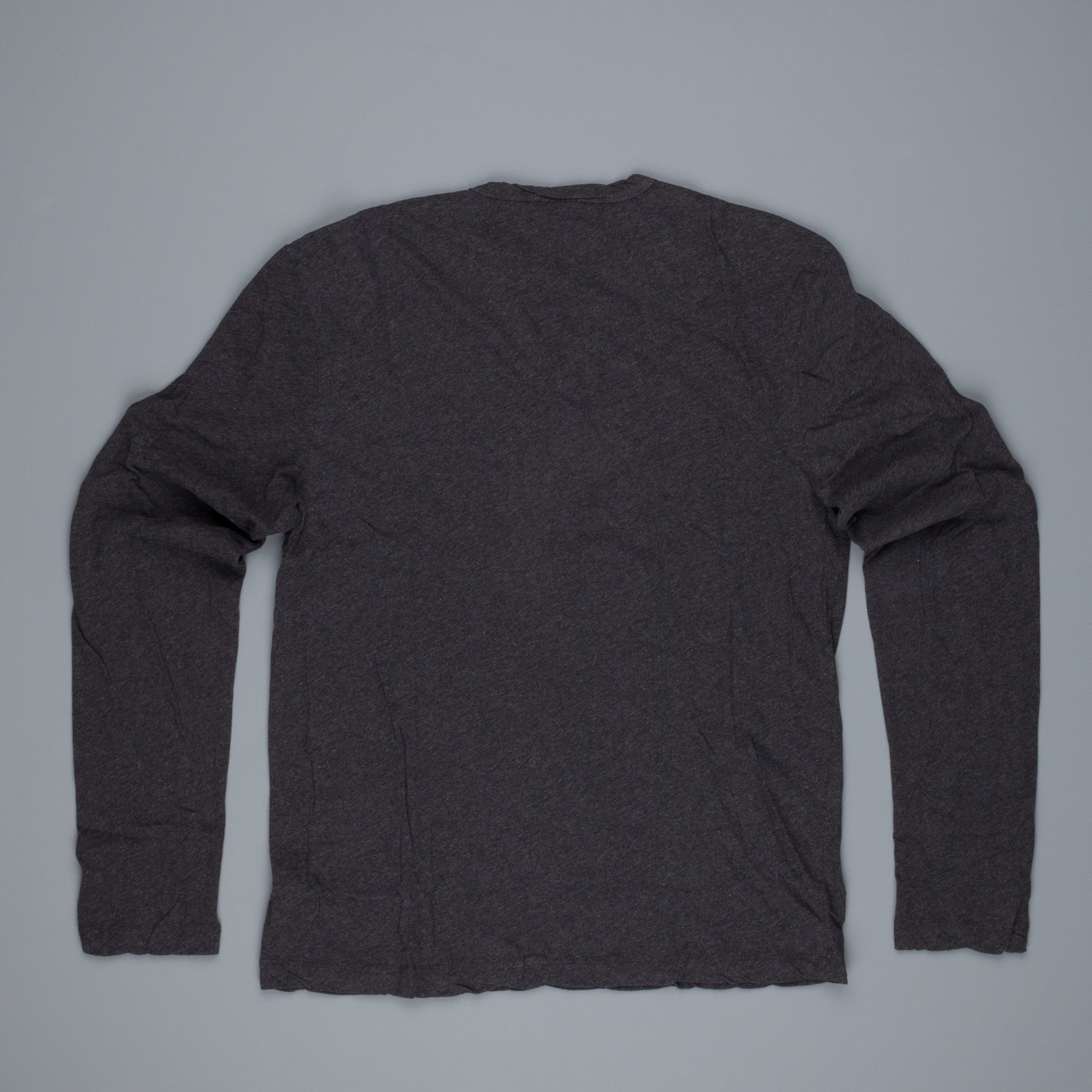 James Perse Refined melange V neck Henley heather Charcoal