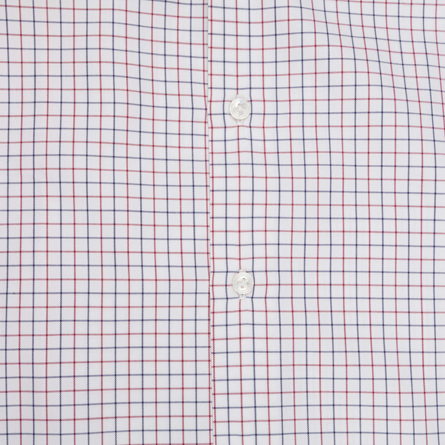 Finamore Napoli shirt Collar Lucio Tattersall check navy/bordeaux