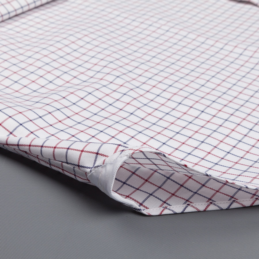 Finamore Napoli shirt Collar Lucio Tattersall check navy/bordeaux