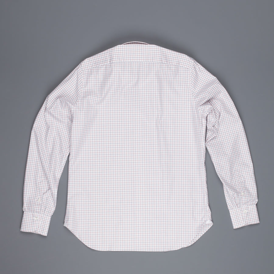 Finamore Napoli shirt Collar Lucio Tattersall check navy/bordeaux