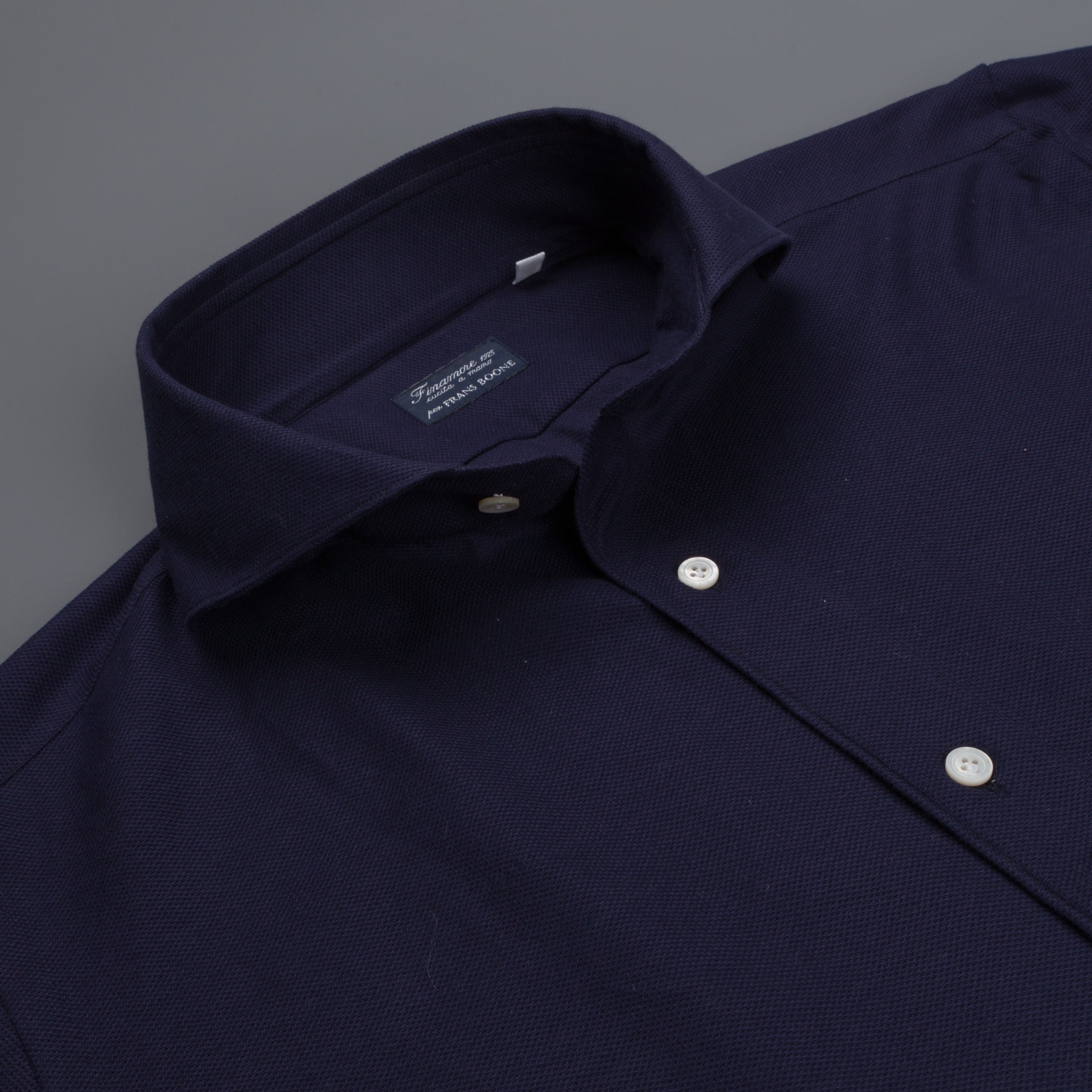 Finamore Ottawa Shirt Sergio Collar Stretch Piquet Navy
