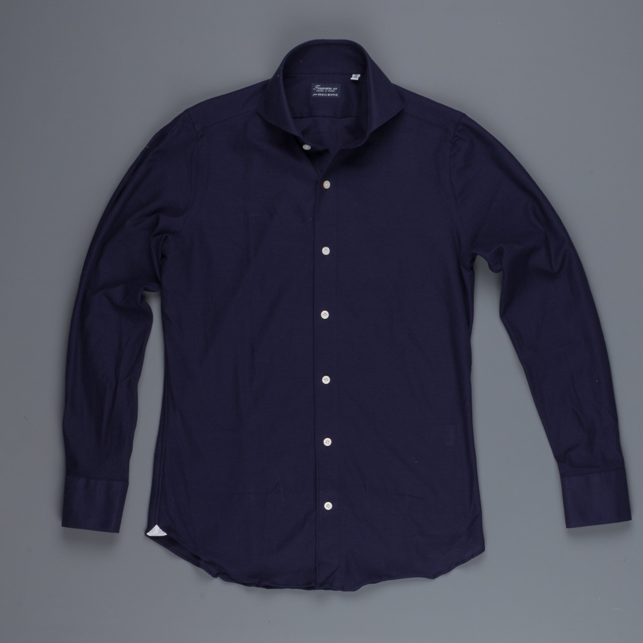 Finamore Toronto shirt Sergio collar in fine jersey pique Navy