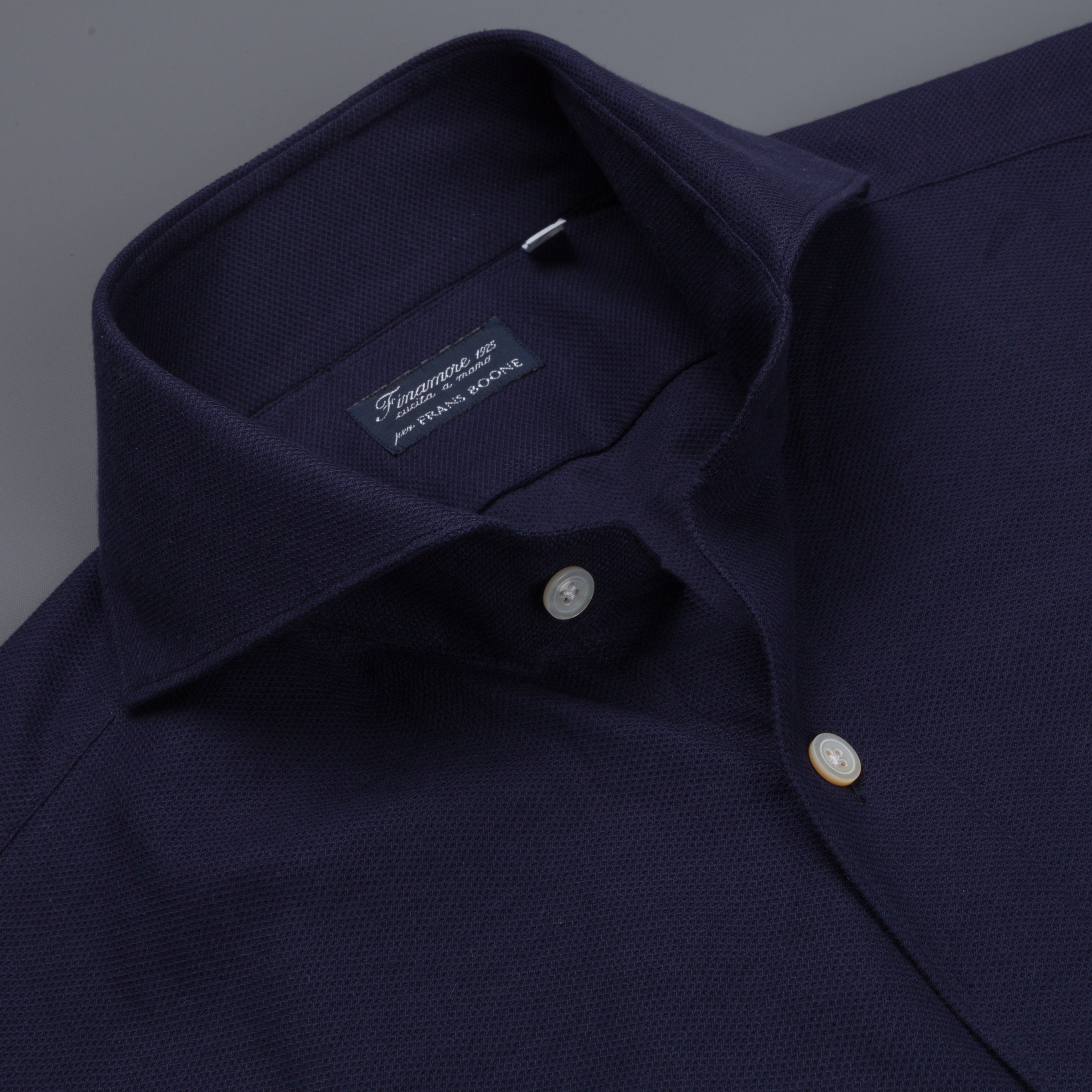 Finamore Toronto shirt Sergio collar in fine jersey pique Navy