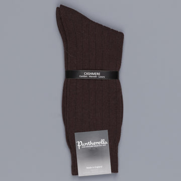 Pantherella Cashmere Waddington ribbed socks in Chocolate