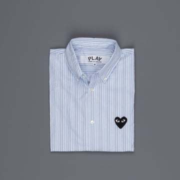 Comme des Garçons PLAY blue striped shirt black heart