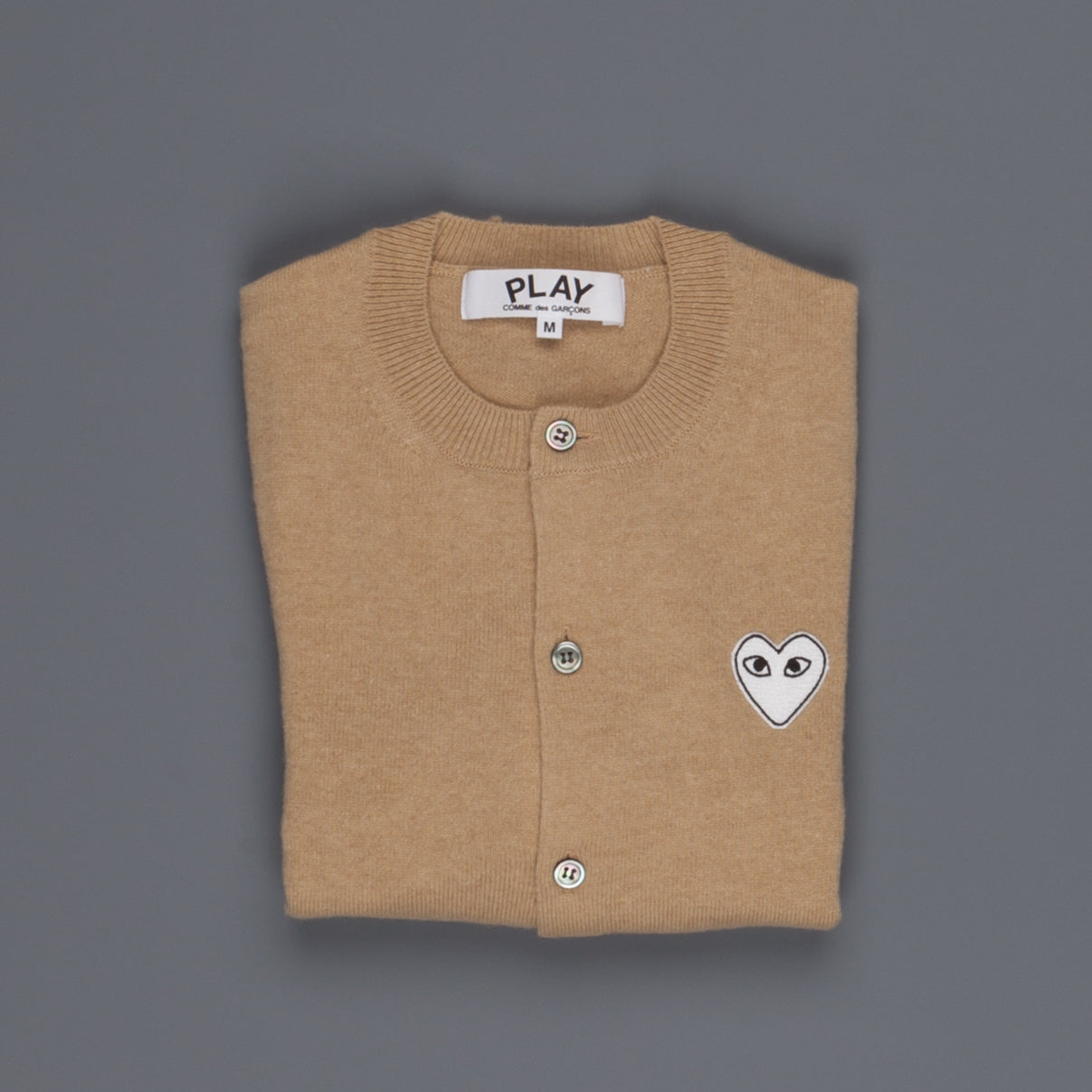 Comme des Garçons PLAY Woman cardigan beige white heart
