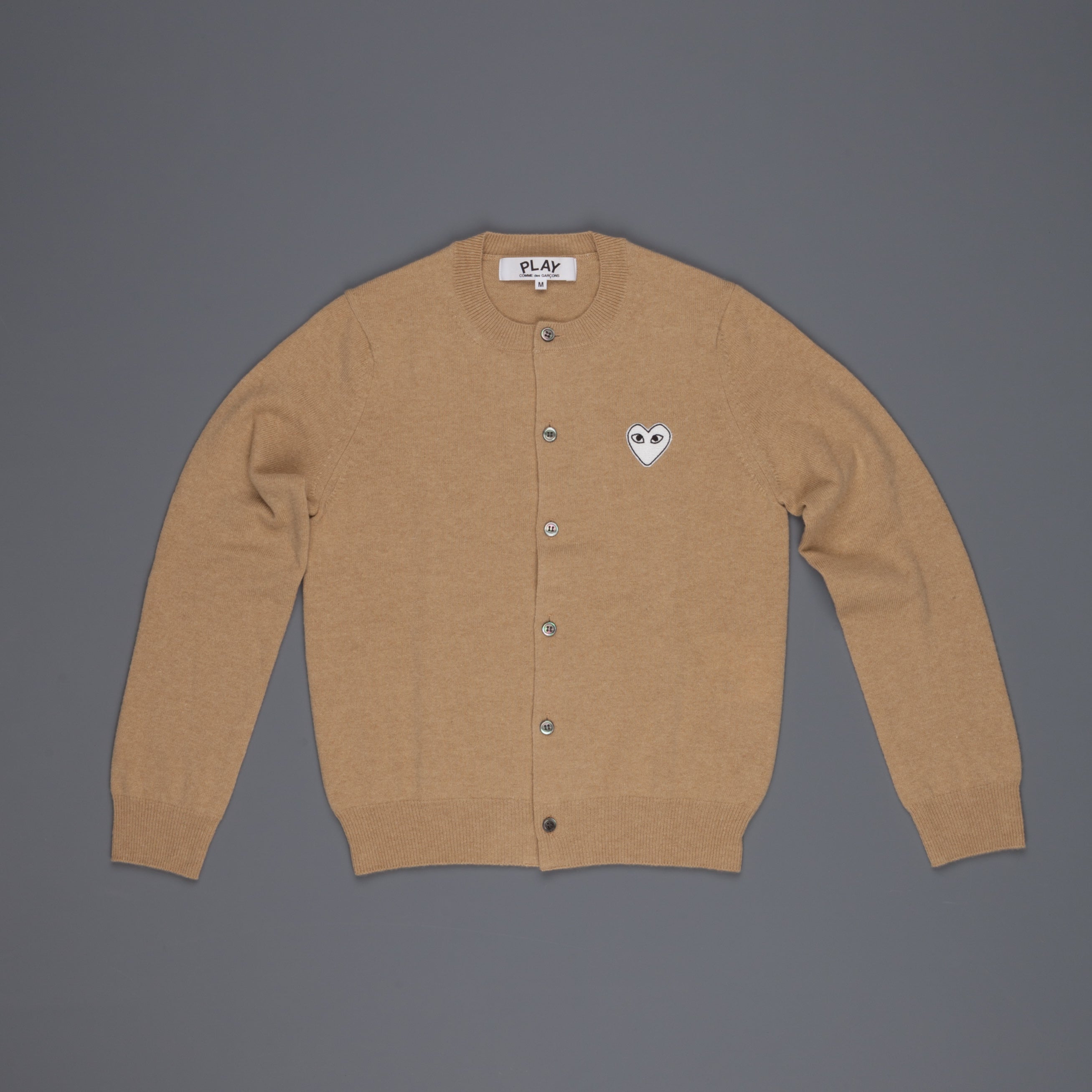Comme des Garçons PLAY Woman cardigan beige white heart