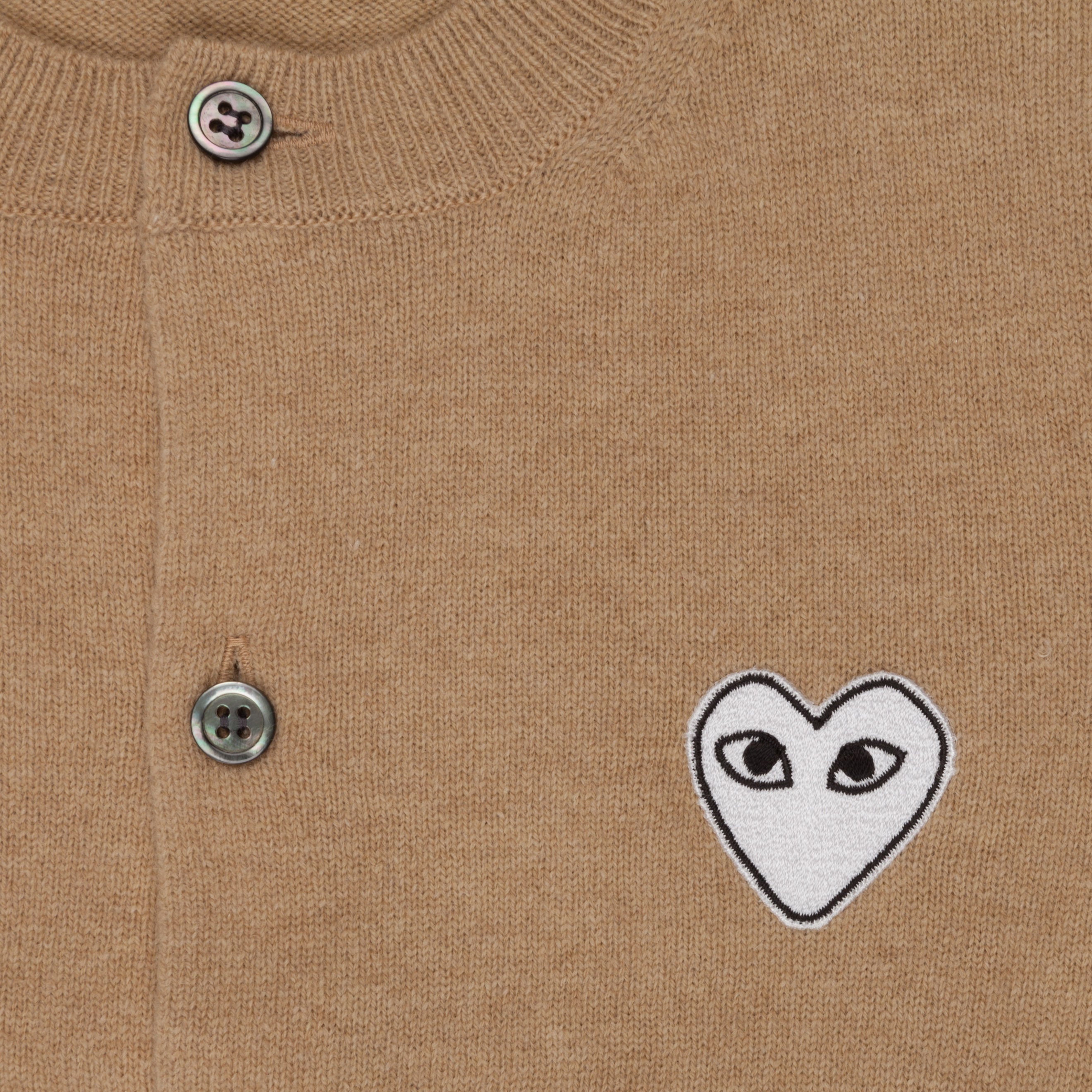 Comme des Garçons PLAY Woman cardigan beige white heart