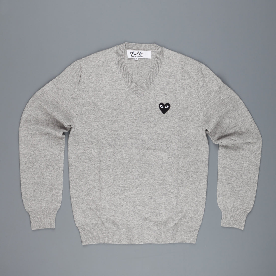 Comme des Garçons PLAY V-Neck pullover Light Grey Black heart