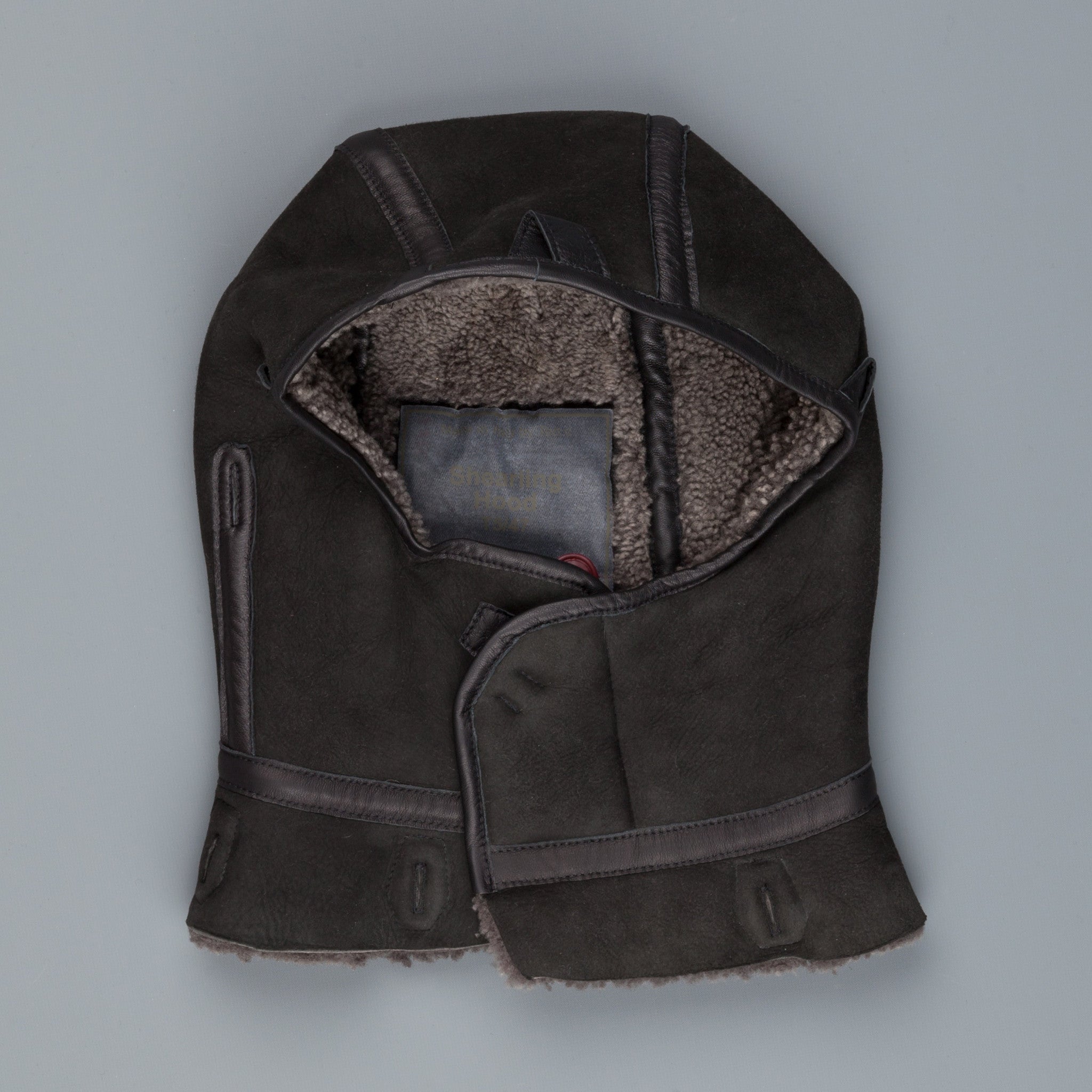 Ten C shearling hood dark grey