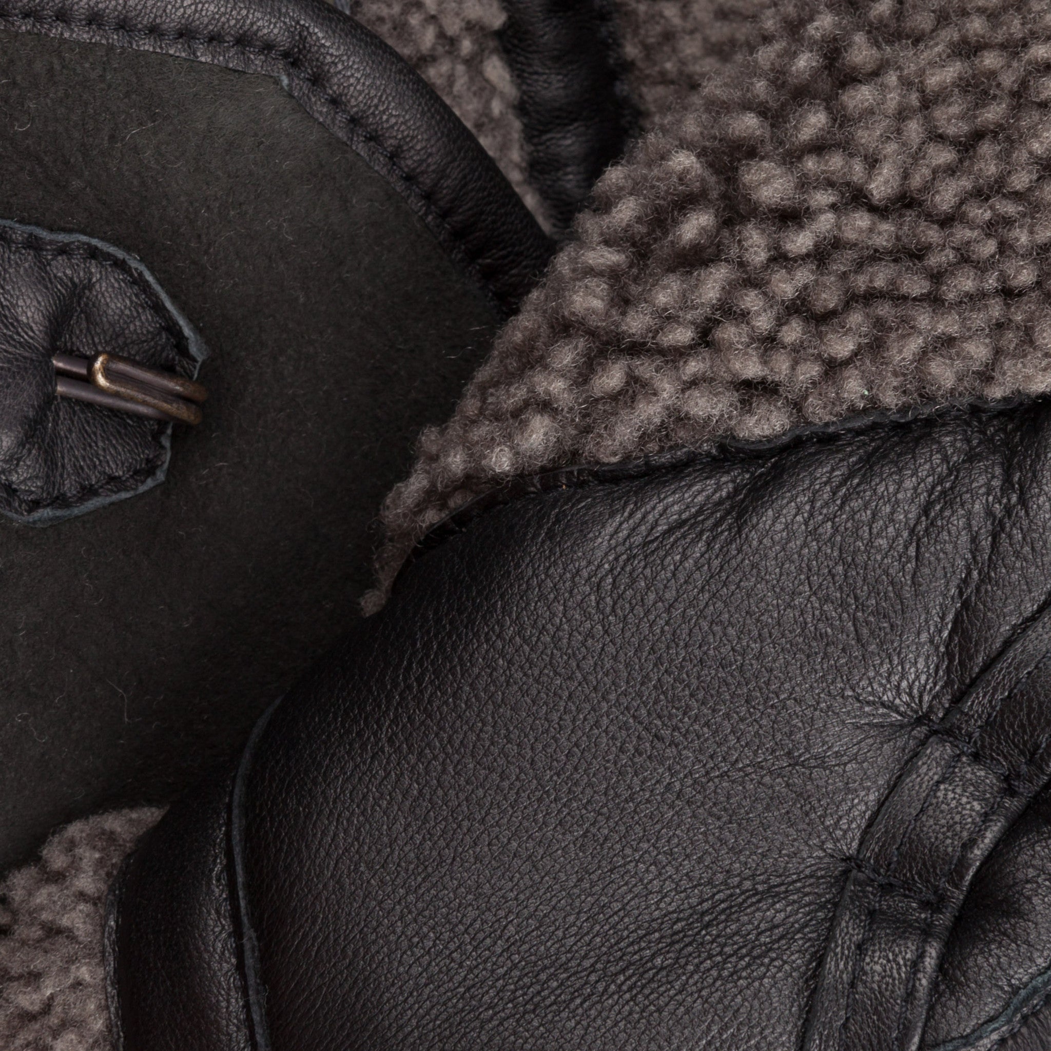 Ten C shearling hood dark grey