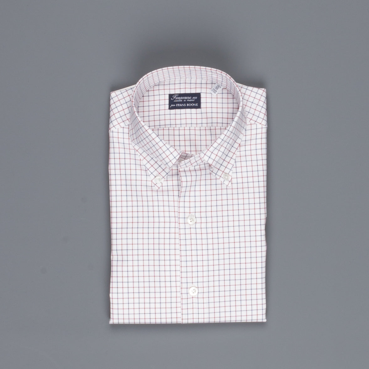 Finamore Milano shirt Collar Lucio Tattersall check navy/bordeaux