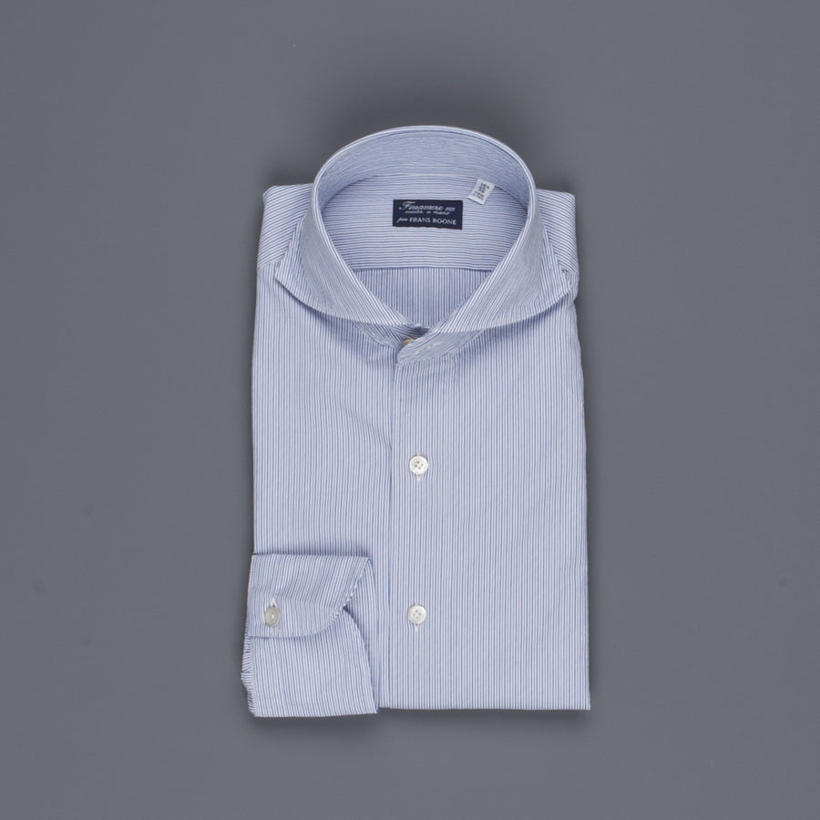 Finamore Tokyo shirt Sergio collar fine blue navy stripe