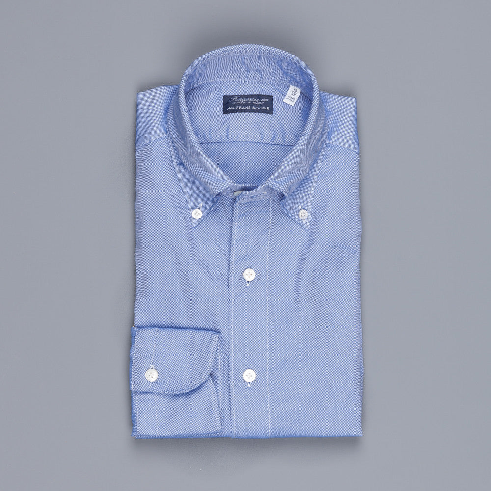 Finamore Tokyo shirt washed oxford button down Lucio collar in darkblue