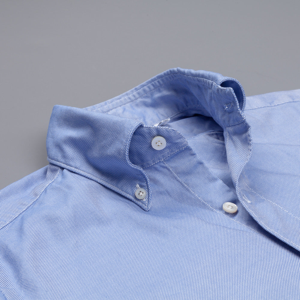 Finamore Tokyo shirt washed oxford button down Lucio collar in darkblue