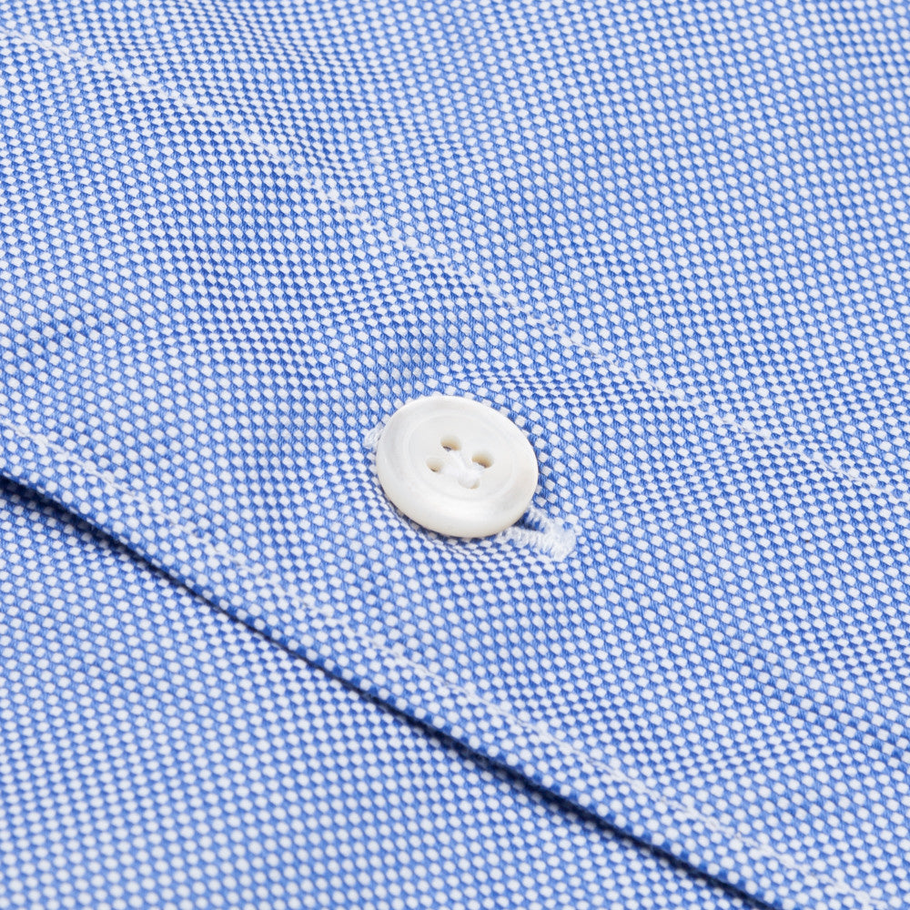 Finamore Tokyo shirt washed oxford button down Lucio collar in darkblue