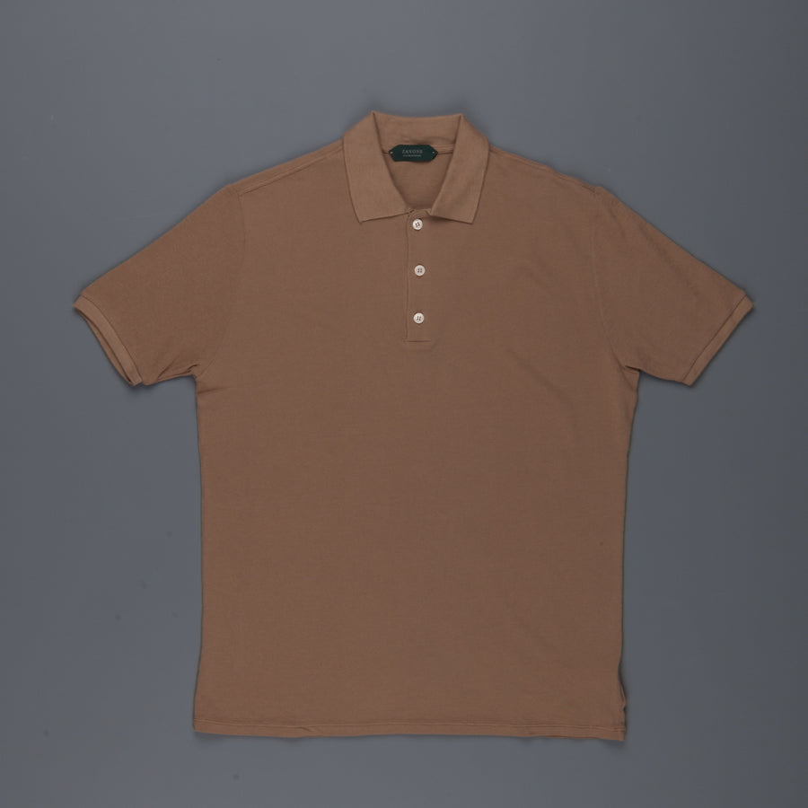 Zanone Polo Coste Ice Piquet Beige Medio