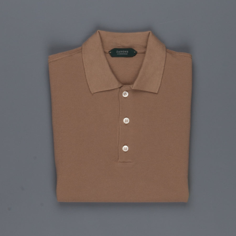 Zanone Polo Coste Ice Piquet Beige Medio